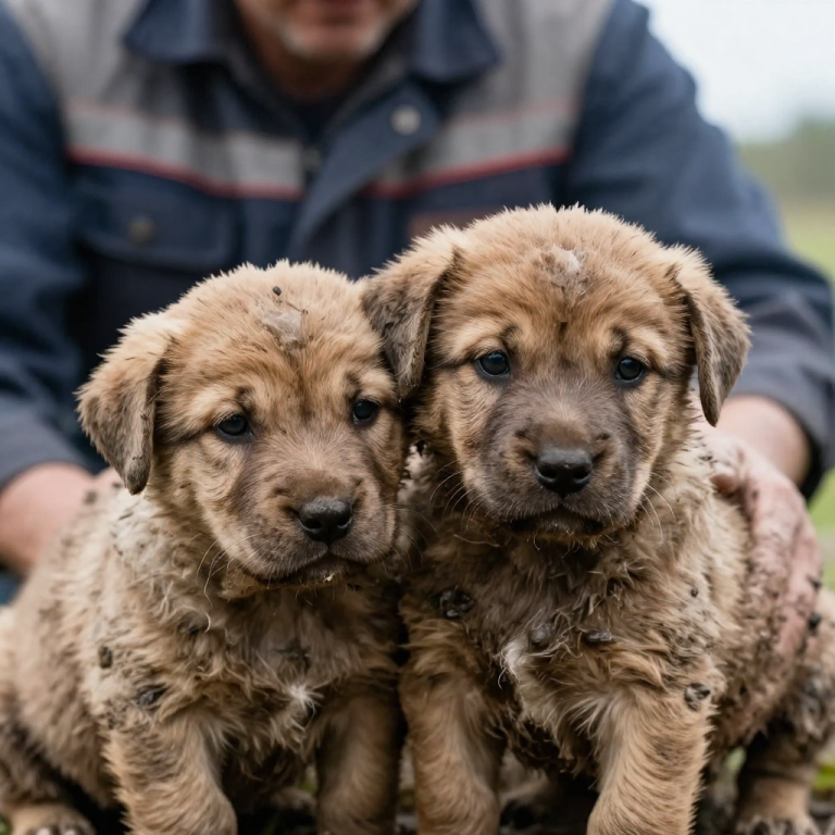 HE FOUND TWO ABANDONED PUPPIES HUDDLING UNDER A RUSTED CAR DURING A HURRICANE – WHAT HAPPENED NEXT WILL MELT YOUR COLD HEART!