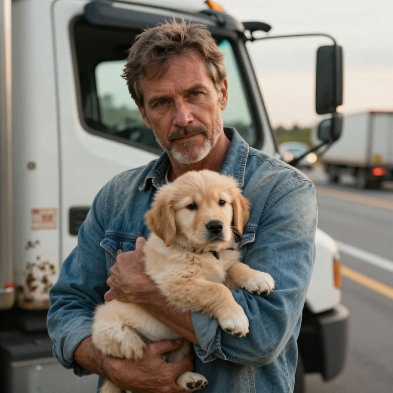 HE RISKED IT ALL! TRUCKER’S HEROIC ACT SAVES TERRIFIED PUP FROM CERTAIN DEATH ON RUTHLESS HIGHWAY!