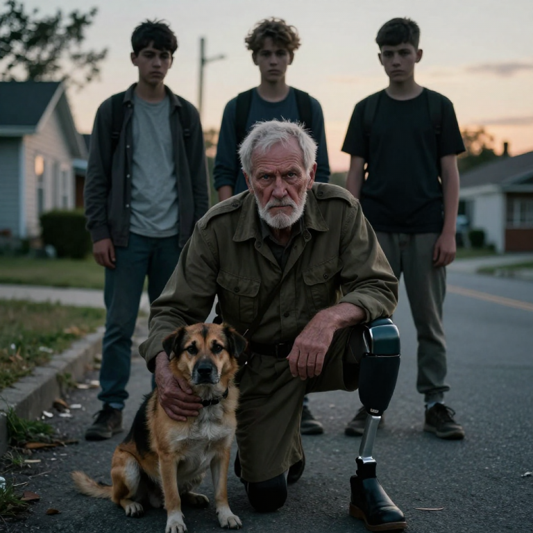 THEY WERE RELENTLESSLY PELTING A TRAPPED DOG WITH ROCKS UNTIL A WAR VETERAN STOOD BETWEEN THEM AND SAID, “NOT ON MY WATCH!”