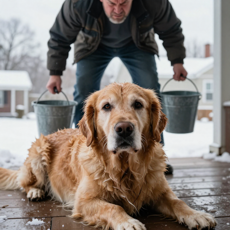 HE SHOVED HIS AGING DOG DOWN THE PORCH STEPS AND DRENCHED HIM IN ICE WATER! BUT WHEN THE FIREMAN SHOWED UP, EVERYTHING CHANGED FOREVER!