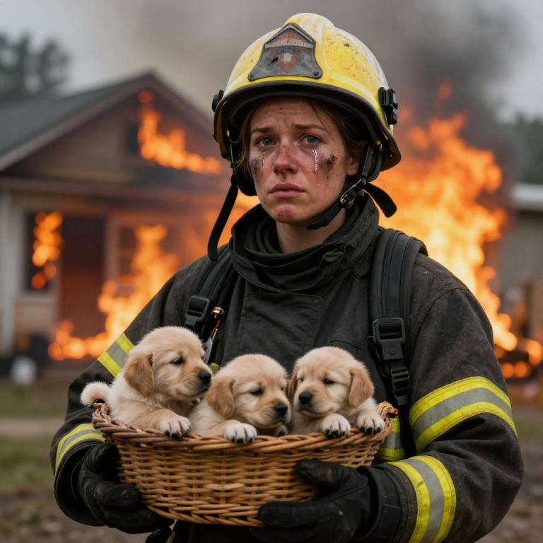 MOTHER’S COURAGE: I RISKED EVERYTHING TO SAVE A DOG AND HER PUPPIES FROM A BURNING HOUSE – THE ROOF WAS COLLAPSING, BUT I COULDN’T LEAVE THEM BEHIND!