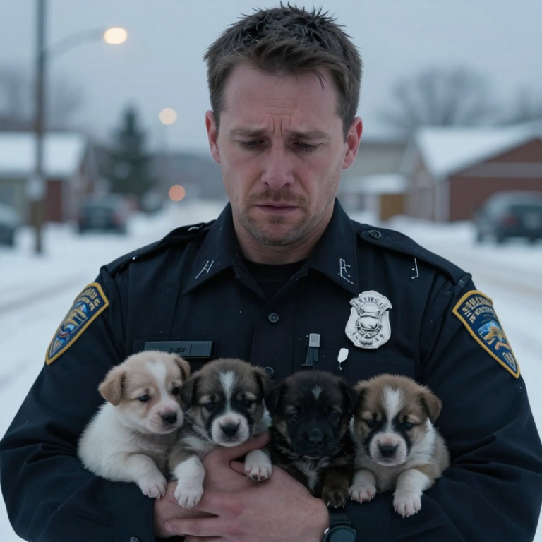 ABANDONED AT -10°F: POLICE OFFICER FINDS FOUR PUPPIES LEFT FOR DEAD IN THE SNOW. WHAT HAPPENED NEXT WILL RESTORE YOUR FAITH IN HUMANITY!