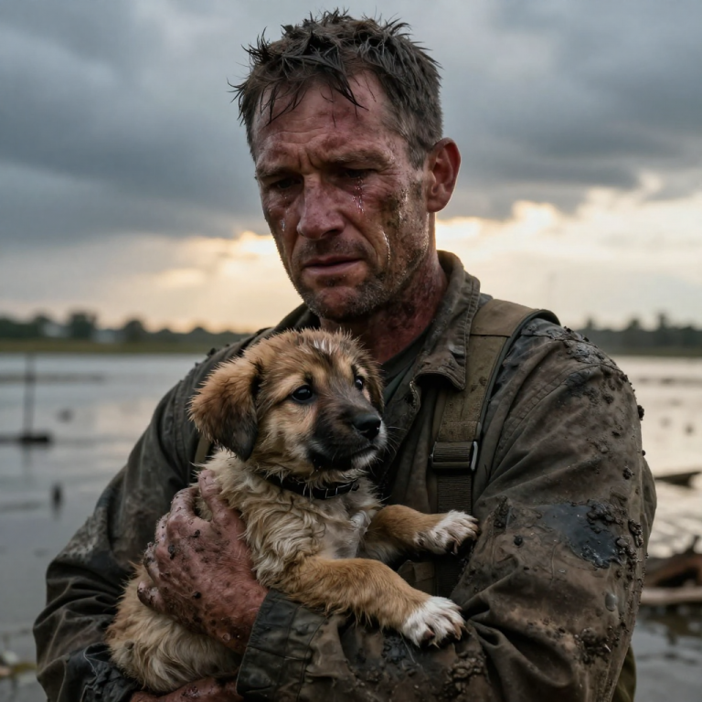 ABANDONED PUPPY CLINGS TO LIFE DURING HURRICANE – WHAT THIS VETERAN DID NEXT WILL SHOCK YOU! I RISKED EVERYTHING, DEFYING EMERGENCY ORDERS, TO SAVE A TINY, DESPERATE SOUL FROM A WATERY GRAVE. #HERO #RESCUE #DOG