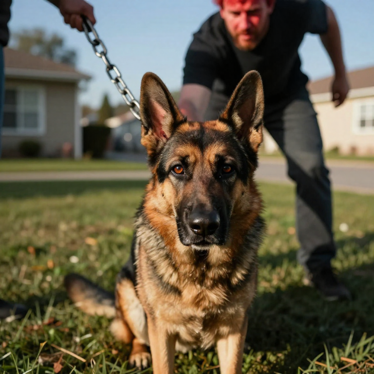 HE WAS ABOUT TO BEAT HIS DOG TO DEATH WITH A CHAIN WHEN A RETIRED MARINE SHOWED UP! WHAT HAPPENED NEXT SHOCKED EVERYONE!