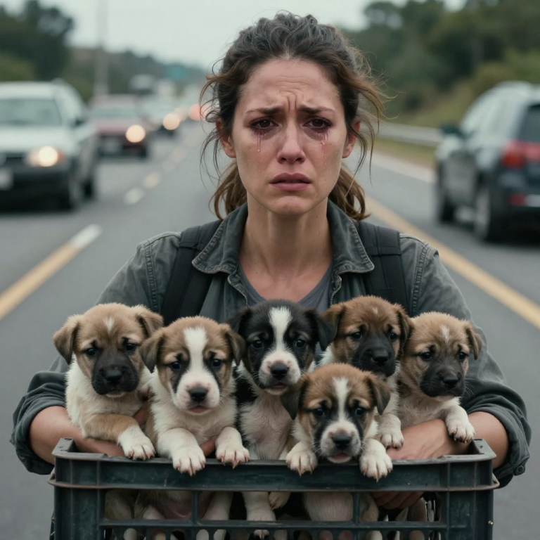 HEARTLESS MONSTER THROWS CRATE OF PUPPIES ONTO HIGHWAY! I RISKED MY LIFE TO SAVE THEM, BUT THE ANGER I FELT… IT’S BURNING ME ALIVE. WHO COULD DO SOMETHING SO CRUEL?