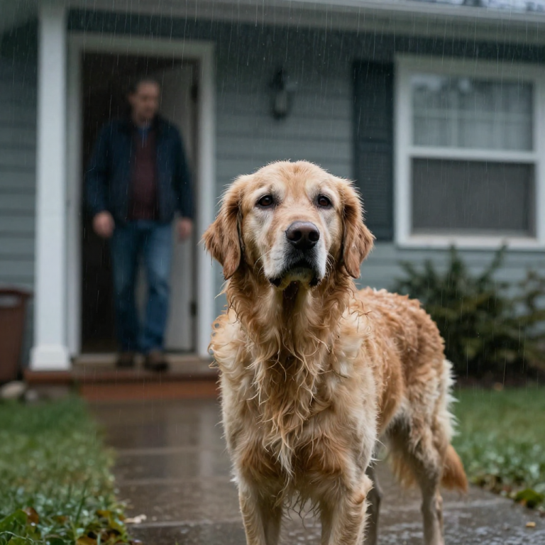 HE HEARTLESSLY THREW HIS SENIOR GOLDEN RETRIEVER OUT IN THE STORM! THE DOG’S PAWS BLED AS IT BEGGED TO COME BACK IN. BUT THEN, THE NEIGHBOR—A RETIRED GREEN BERET—STEPPED IN. WHAT HAPPENED NEXT WILL SHOCK YOU!