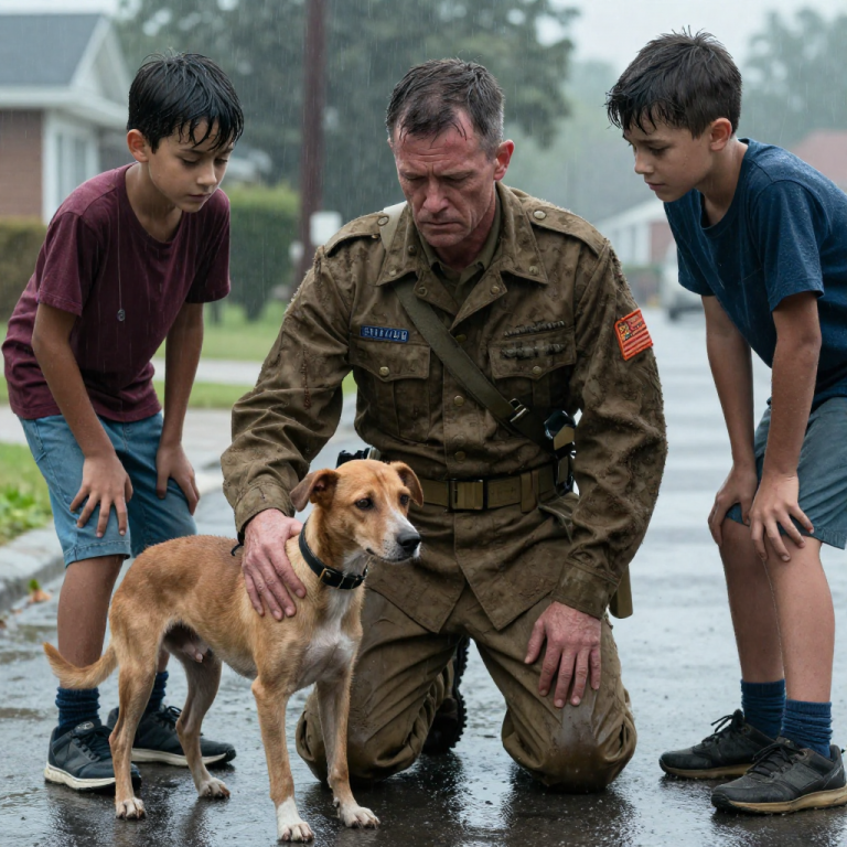 MY HEART SHATTERED AS I SHIELDED A HELPLESS DOG FROM CRUEL KIDS. THE POURING RAIN COULDN’T WASH AWAY THE IMAGE OF THEIR CALLOUS FACES. THIS IS WHY I CAN’T STAND BY WHEN INNOCENCE IS THREATENED, JUST LIKE WHEN I WAS A MARINE SERVING MY COUNTRY.