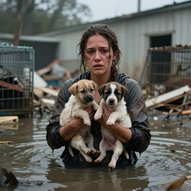 I STAYED BEHIND AS HURRICANE RAVAGED SHELTER! CHEST-DEEP IN WATER, HOLDING PUPPIES, I PRAYED FOR A MIRACLE. DAWN BROUGHT A TWIST I NEVER EXPECTED! #HURRICANESURVIVAL #ANIMALRESCUE #HEROICACTS