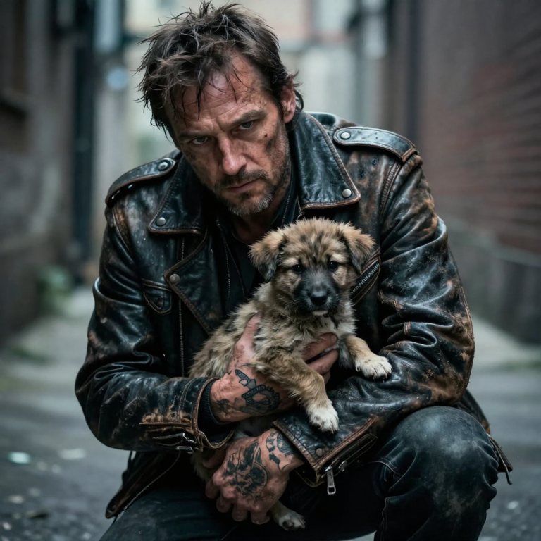 THEY LAUGHED AS THEY CRUELLY KICKED THE STARVING PUPPY, BUT THEIR SMIRKS FROZE WHEN MY HARLEY SCREAMED TO A HALT! I COULDN’T BELIEVE WHAT HAPPENED NEXT…