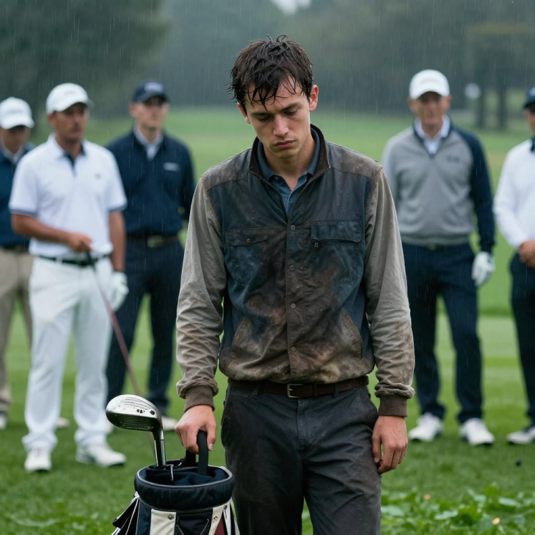 THEY LAUGHED AT HIS CHEAP CLUBS AND HUMILIATED HIM IN THE RAIN; BUT WHEN A PRO GOLFER SHOWED UP AND CALLED HIM ‘PARTNER,’ EVERYTHING CHANGED.