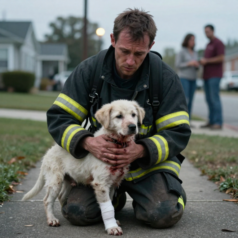 THEY THREW HIM OUT LIKE TRASH, BLEEDING AND ALONE, BUT WHEN THE FIREFIGHTER FOUND HIM, EVERYONE WOULD SEE WHAT THEY DID. JUSTICE COMES ON FOUR PAWS.