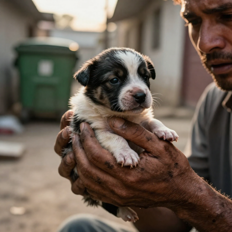 I HEARD A SOUND FROM THE DUMPSTER THAT STOPPED MY HEART, AND WHEN I REALIZED SOMEONE HAD THROWN LIFE AWAY LIKE TRASH, I KNEW I COULDN’T WALK AWAY. I DOVE INTO THE FILTH, TEARING THROUGH BAGS WITH BLEEDING HANDS UNTIL I FOUND A TAPED-SHUT PLASTIC CONTAINER, AND INSIDE WERE SIX TINY SOULS FIGHTING FOR ONE LAST BREATH AGAINST THE SUFFOCATING HEAT.