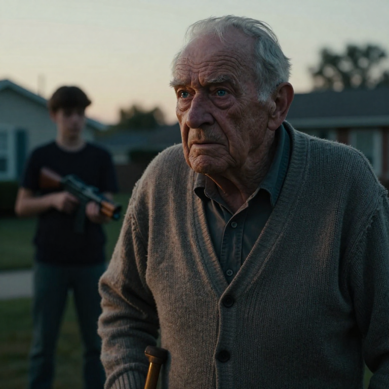 I SCREAMED AT THEM TO STOP, BUT THEY JUST SMIRKED AND RELOADED THEIR AIR RIFLES WHILE MY TERRIFIED RESCUE DOG COWERED UNDER THE PORCH, TRAPPED BY THEIR CRUELTY. I FELT PARALYZED BY FEAR UNTIL THE SILENT RECLUSE NEXT DOOR STEPPED ONTO HIS LAWN, AND WITH A VOICE THAT CARRIED THE WEIGHT OF A THOUSAND BATTLES, HE FORCED THEM TO DROP THEIR WEAPONS WITHOUT EVER RAISING A FINGER.