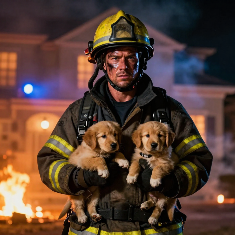 THE BILLIONAIRE SCREAMED AT ME TO SAVE HIS PLATINUM WATCHES WHILE THE BASEMENT DOOR WAS ALREADY MELTING SHUT, BLOCKING THE SCREAMS OF SIX GOLDEN RETRIEVER PUPPIES TRAPPED INSIDE. HE DIDN’T CARE IF THEY BURNED, BUT I SMASHED THROUGH THE FLAMES ANYWAY AND FOUND SOMETHING FAR WORSE THAN NEGLECT HIDDEN IN THE ASHES OF HIS ILLEGAL EMPIRE.