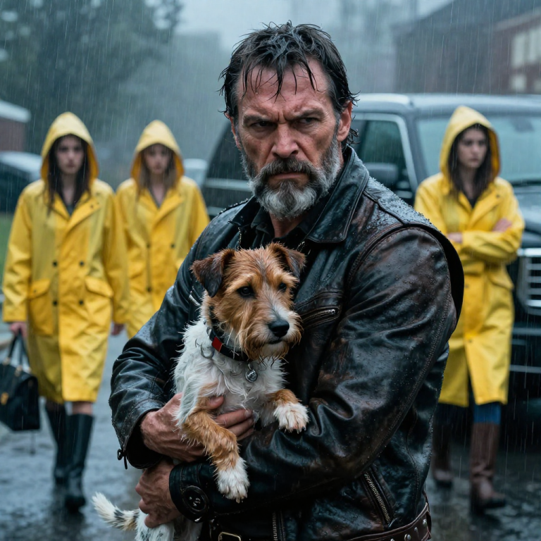 THEY LAUGHED WHILE THE FLOODWATERS ROSE AROUND A CHAINED DOG, FILMING ITS TERROR FOR CLOUT, NOT REALIZING THE BIKER WATCHING WAS ABOUT TO ERASE THEIR FAMILY’S FORTUNE.