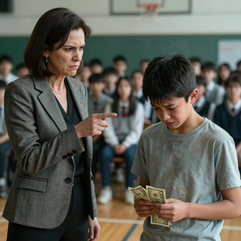 SHE FORCED ME TO EMPTY MY POCKETS IN FRONT OF THE WHOLE SCHOOL, SCREAMING THAT A BOY IN SECOND-HAND CLOTHES COULD ONLY BE A THIEF, BUT SHE DIDN’T KNOW THE ROAR OF ENGINES OUTSIDE WASN’T TRAFFIC—IT WAS MY FATHER COMING HOME FROM WAR TO TEACH HER EXACTLY WHAT HONOR LOOKS LIKE.