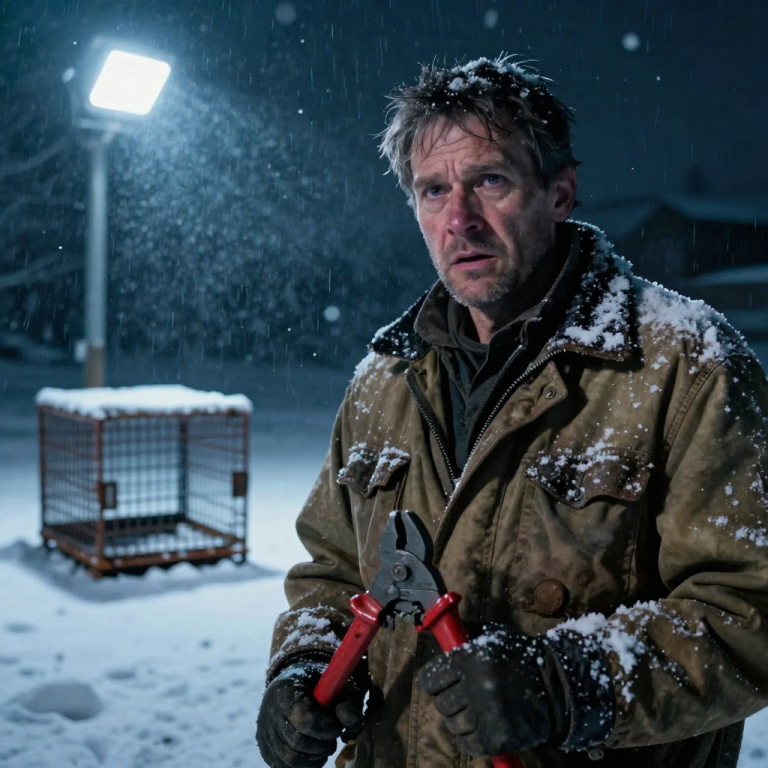 HE LAUGHED IN MY FACE WHEN I POINTED AT THE THERMOMETER AND SAID THE DOG WOULDN’T SURVIVE THE NIGHT, THEN HE SLAMMED HIS BACK DOOR AND TURNED OFF THE PORCH LIGHT. I sat in the dark for hours watching the snow bury that rusted crate, counting the minutes between the dog’s shivers, realizing that the law moves too slow for a freezing night like this. He thought he was the king of his castle, but he forgot that he lives next door to a man who hasn’t slept properly since Fallujah and keeps a pair of heavy-duty bolt cutters in the garage.