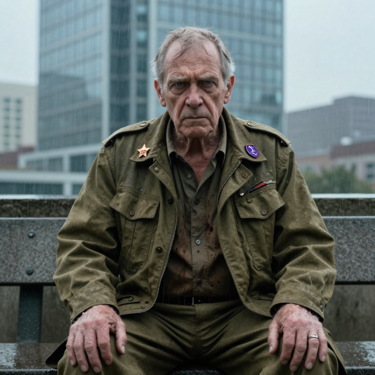 THEY POURED ICE WATER OVER MY MEDALS AND LAUGHED AS I SHIVERED IN THE RAIN, CALLING ME A “DIRTY LIAR” FOR WEARING THE BRONZE STAR, BUT THEIR SMIRKS VANISHED WHEN THEIR OWN CEO RAN OUT OF THE LOBBY AND COLLAPSED AT MY FEET IN TEARS.