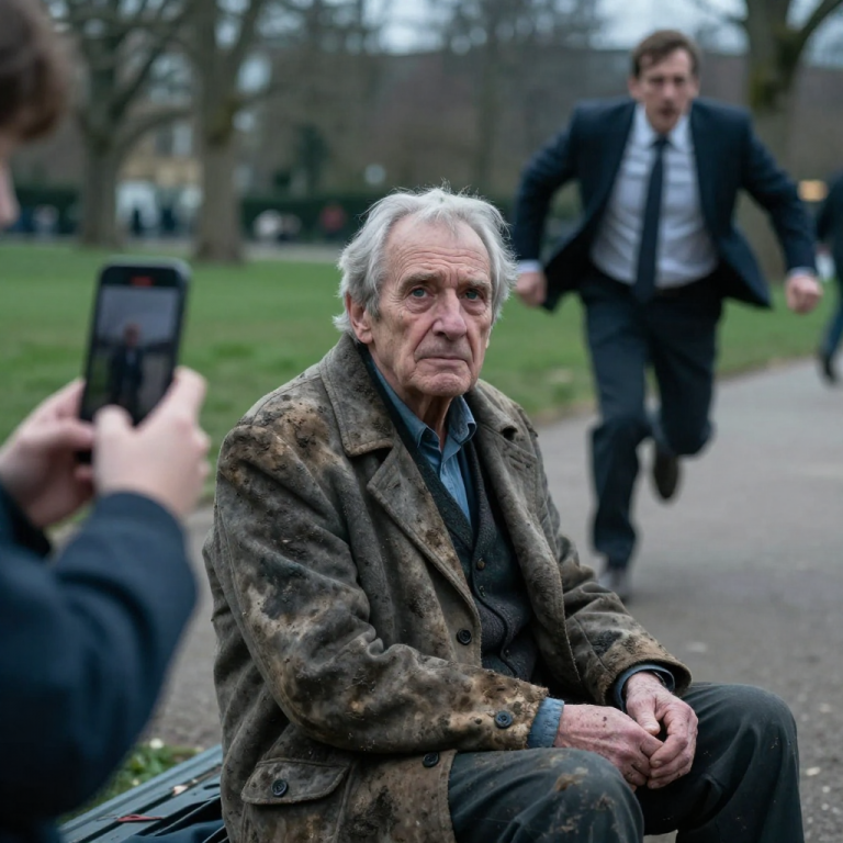 THEY LAUGHED AS I FELL, CALLING ME A ‘DIRTY BUM’ FOR THEIR LIVESTREAM—UNTIL THEIR FATHER SPRINTED ACROSS THE PARK, WHITE AS A SHEET, AND DROPPED TO HIS KNEES IN THE MUD BESIDE ME.