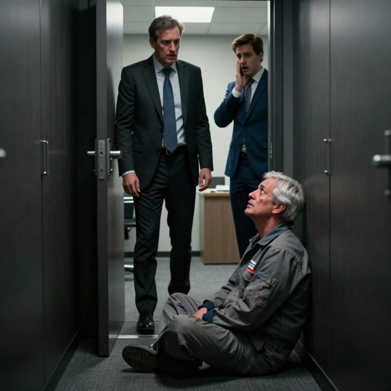 HE LAUGHED AS HE LOCKED ME IN THE PITCH-BLACK PANTRY, MOCKING MY TREMBLING HANDS AND CALLING ME A ‘BROKEN JANITOR,’ UNAWARE THAT THE PANIC ATTACK HE WAS RECORDING WAS TEARING OPEN WOUNDS FROM A WAR HE COULD NEVER UNDERSTAND. HE DIDN’T KNOW I OWNED THE BUILDING, OR THAT HIS FATHER—THE CEO—WOULD OPEN THE DOOR, SEE THE CHAIRMAN CURLING INTO A BALL, AND DELIVER A SLAP SO VIOLENT IT SILENCED THE ENTIRE FLOOR.