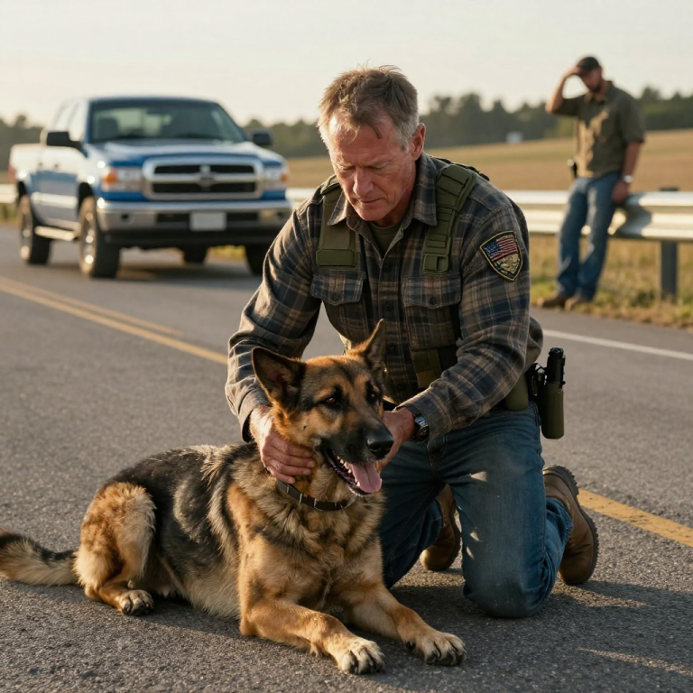HE DRAGGED THE DOG BEHIND HIS TRUCK TO “TEACH IT A LESSON,” THINKING THE COUNTRY ROAD WAS EMPTY. HE DIDN’T KNOW I WAS BEHIND HIM, AND HE DIDN’T KNOW I HAD SPENT THIRTY YEARS PUTTING MEN LIKE HIM IN HANDCUFFS.