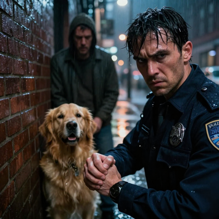 I WATCHED HIM CORNER HIS OWN TERRIFIED DOG AGAINST THE BRICK WALL OF THE ALLEY, RAISING A FIST TO STRIKE WHILE THE POOR ANIMAL COWERED IN SILENCE, BUT HE DIDN’T KNOW THAT THE SHADOW WATCHING HIM WASN’T JUST A PASSERBY—IT WAS THE END OF HIS FREEDOM.