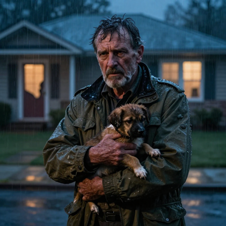 HE LAUGHED AS HE THREW THE SHIVERING PUPPY INTO THE FREEZING SLEET LIKE GARBAGE, THINKING THE NEIGHBORHOOD WAS ASLEEP, BUT HE DIDN’T NOTICE THE RETIRED SERGEANT ACROSS THE STREET WHO HAD FINALLY DECIDED THAT SILENCE WAS NO LONGER AN OPTION.