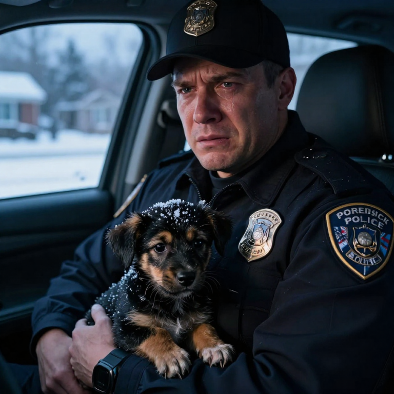 HE STOOD ON HIS MARBLE PORCH LAUGHING WHILE THE WATER TURNED TO ICE ON THE PUPPY’S FUR, AND I KNEW IN THAT MOMENT MY BADGE DIDN’T MATTER AS MUCH AS SAVING THAT LIFE. I slammed the cruiser into park and stepped into the sub-zero wind, shaking not from the cold but from a rage so pure it terrified me, because when you see a grown man torture a helpless soul just because he thinks he owns it, you stop being an officer of the law and start being a human being who draws a line in the snow.