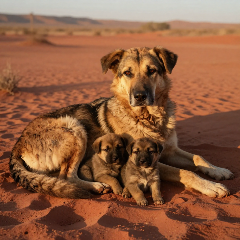 I FOUND HER USING HER OWN DYING BODY TO SHIELD HER BABIES FROM THE SCORCHING DESERT SUN, AND WHEN I KNELT BESIDE HER, SHE DIDN’T GROWL—SHE WEPT.