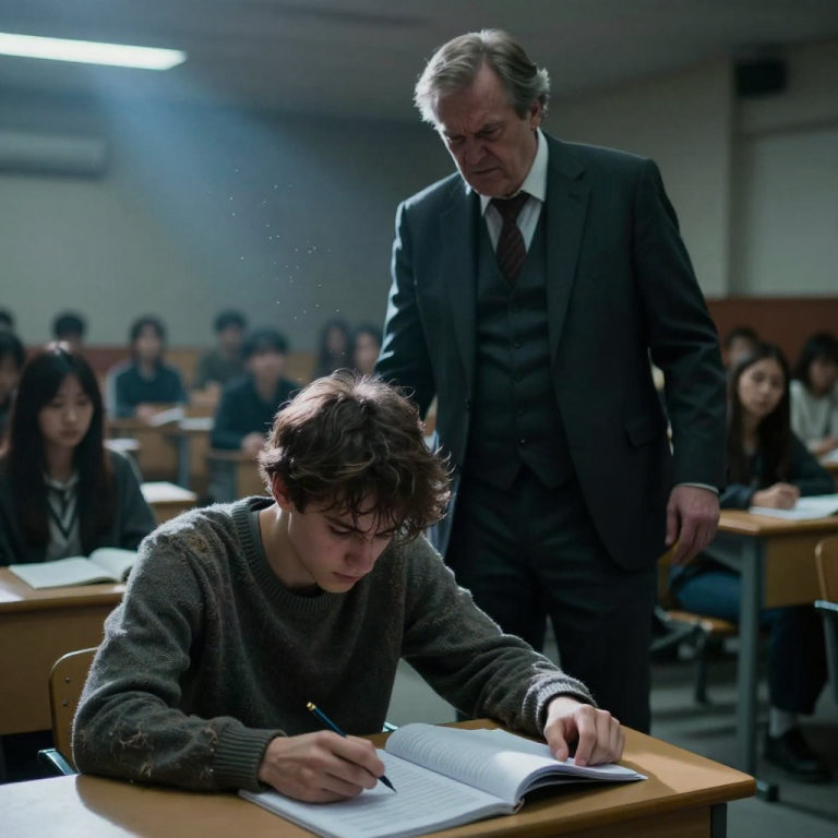 HE SLAMMED MY NOTEBOOK AND MOCKED MY STUTTER, UNAWARE I WROTE THE THEORY HE WAS TEACHING—AND THE DEAN WAS WATCHING FROM THE DOOR.