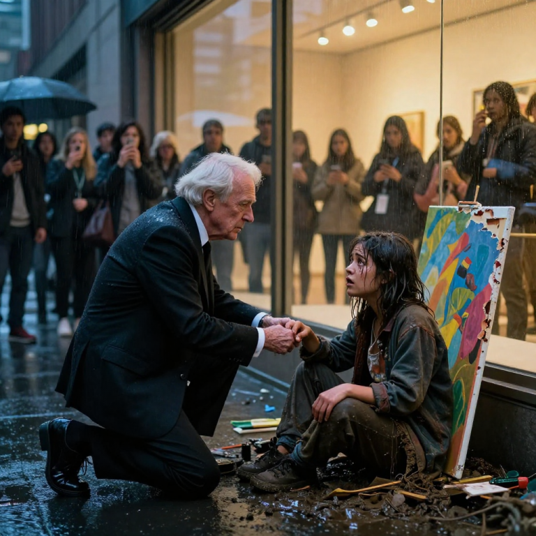 THEY THREW MY CANVAS INTO THE MUD BECAUSE I LOOKED POOR, BUT THE LAUGHTER DIED WHEN THE BILLIONAIRE COLLECTOR KNELT IN THE DIRT AND WHISPERED MY SECRET NAME.