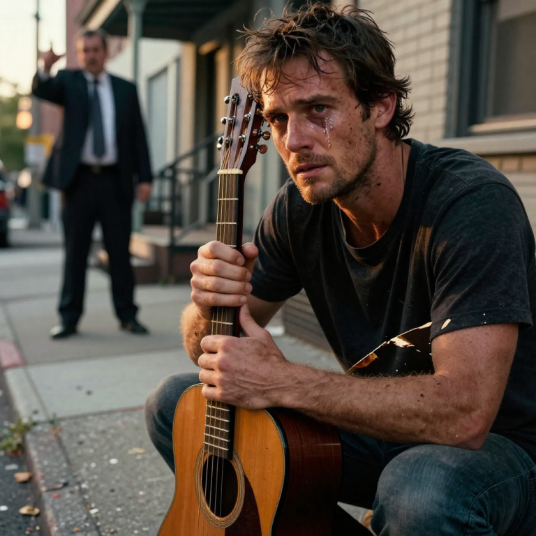 HE SMASHED MY LATE FATHER’S GUITAR AGAINST THE CONCRETE BECAUSE HE WANTED “RESPECTABLE TENANTS” INSTEAD OF “GARBAGE MUSICIANS,” COMPLETELY UNAWARE THAT THE CHECK HE CASHED EVERY MONTH DIDN’T COME FROM TIPS, BUT FROM THE FOUNDATION THAT SECRETLY OWNED HIS ENTIRE BUILDING.