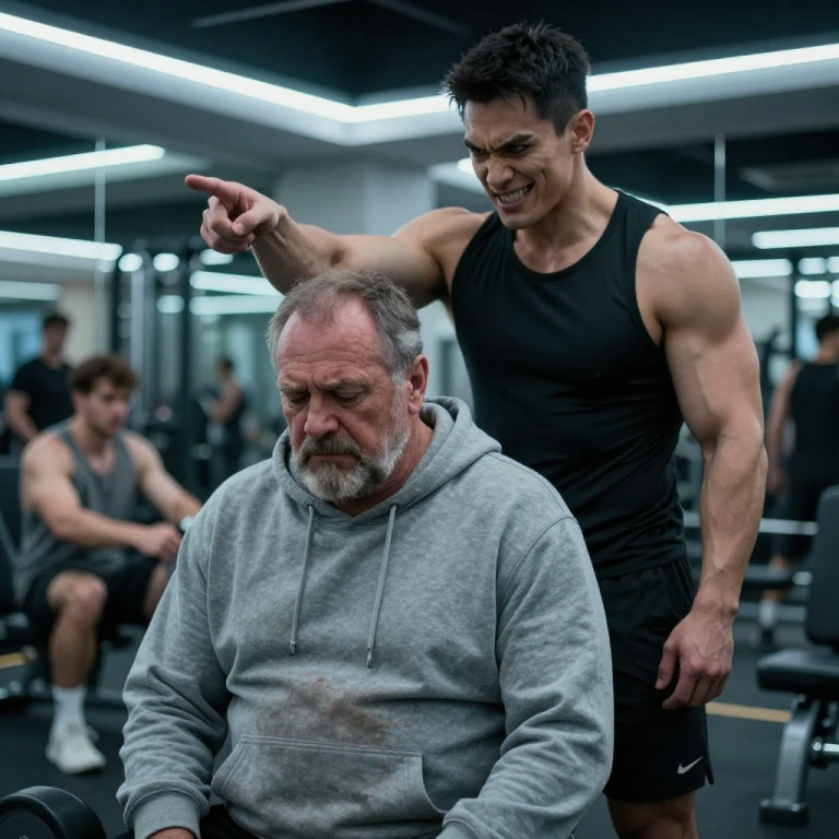 I WAS WIPING DOWN THE MACHINE WHEN THE HEAD TRAINER YANKED THE TOWEL FROM MY HAND AND ANNOUNCED TO THE ENTIRE VIP SECTION THAT I WAS ‘POLLUTING THE AESTHETIC’ OF HIS GYM. HE DIDN’T KNOW THE MAN HE WAS HUMILIATING WAS THE GLOBAL CEO WHO HAD BUILT THIS EMPIRE FROM NOTHING.