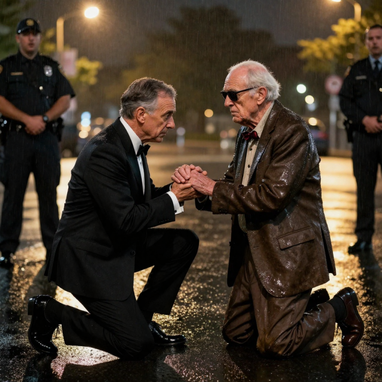 “MOVE THIS TRASH,” THE GUARD HISSED, SHOVING ME INTO THE RAIN, BUT THE GUEST OF HONOR STOPPED THE ENTIRE GALA TO KNEEL AT MY FEET.