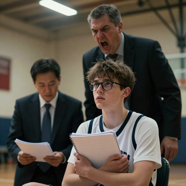 THE COACH THREW A BASKETBALL AT MY CHEST TO MOCK MY SIZE, BUT HE DIDN’T REALIZE THE SCOUTS WERE STARING AT THE NOTEBOOK IN MY HAND.