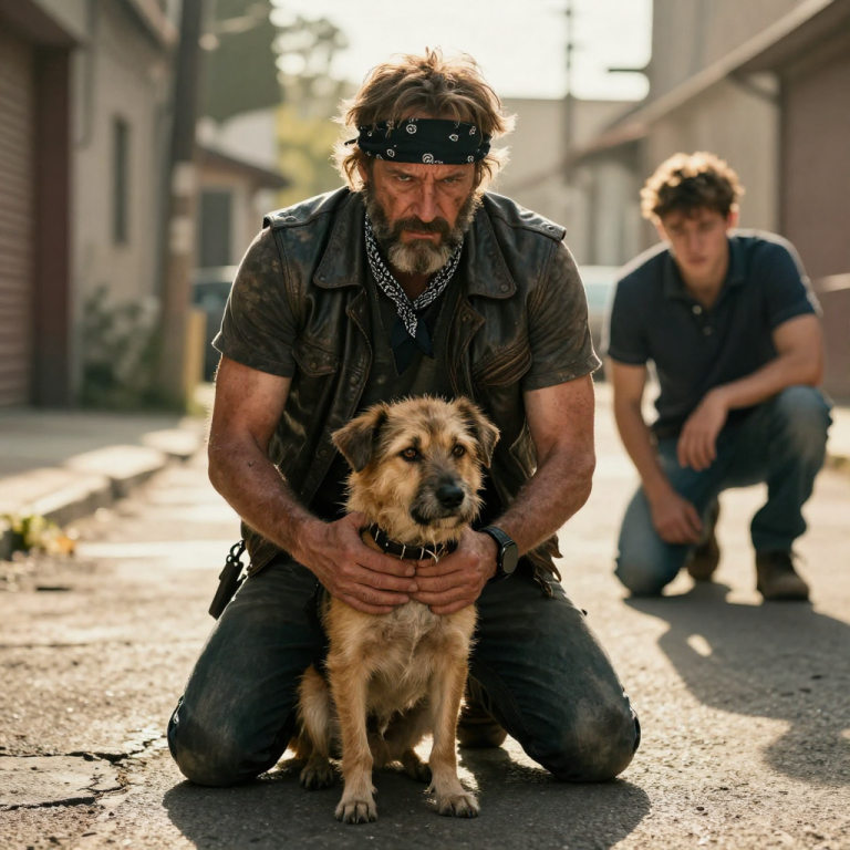 “IT’S JUST A PIECE OF TRASH,” HE LAUGHED, SHATTERING A BOTTLE OVER THE SHIVERING DOG, BUT HIS SMIRK VANISHED WHEN THE ROAR OF TWENTY HARLEYS DROWNED OUT HIS CRUELTY.