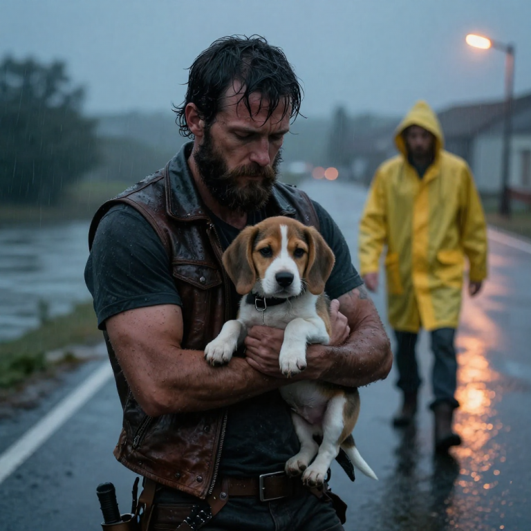 HE WATCHED THE WATER RISE OVER THE PORCH AND PADDLED AWAY, LEAVING HIS DOG TIED TO THE RAILING TO DROWN IN THE FREEZING CURRENT. I SCREAMED AT HIM TO TURN AROUND, BUT HE DIDN’T FLINCH, SO I DOVE INTO THE FILTHY WATER MYSELF, AND WHAT HAPPENED WHEN I DRAGGED THAT SHIVERING BEAGLE ONTO DRY LAND CHANGED THE ENTIRE NEIGHBORHOOD FOREVER.