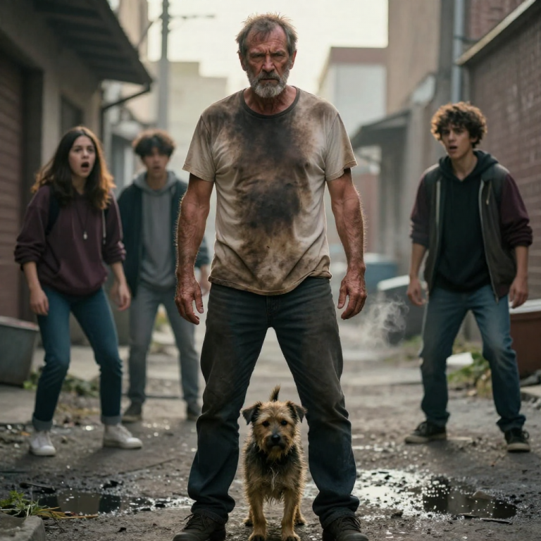 THEY CORNERED THE HELPLESS DOG IN THE ALLEY, POURING SCALDING WATER ON ITS SKIN WHILE FILMING FOR LIKES, UNTIL I KICKED DOWN THE GATE AND CRUSHED THEIR PHONES BENEATH THE BOOTS OF A RETIRED FIRE CHIEF.