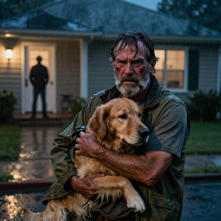 “GET THAT WORTHLESS THING OFF MY PORCH,” HE SCREAMED, KICKING THE SHIVERING DOG INTO THE FREEZING MUD WHILE I WATCHED FROM THE SHADOWS, MY KNUCKLES TURNING WHITE. HE THOUGHT THE STORM WOULD HIDE HIS CRUELTY, BUT HE DIDN’T SEE THE SCARS ON MY HANDS OR THE RESOLVE IN MY EYES AS I STEPPED OUT OF THE DARKNESS TO SHOW HIM THAT SOME MISTAKES CAN NEVER BE UNDONE.