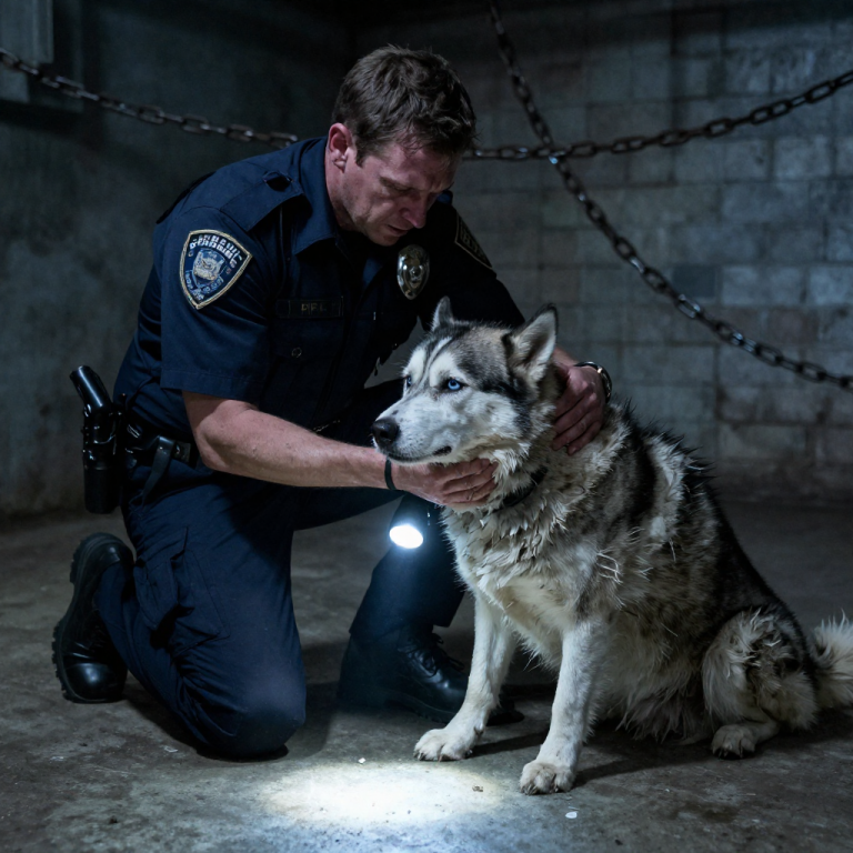 HE TOLD ME HE LOVED THEM WHILE THEY STARVED IN THE DARK, AND WHEN I SAW THE RIB CAGES OF THOSE FOUR HUSKIES PROTRUDING THROUGH THEIR MATTED FUR, THE BADGE ON MY CHEST FELT HEAVIER THAN IT EVER HAD BEFORE. I SLAMMED HIM AGAINST THE BRICK WALL NOT OUT OF PROTOCOL, BUT BECAUSE THE SILENCE OF THOSE DOGS WAS SCREAMING LOUDER THAN HIS EXCUSES EVER COULD.