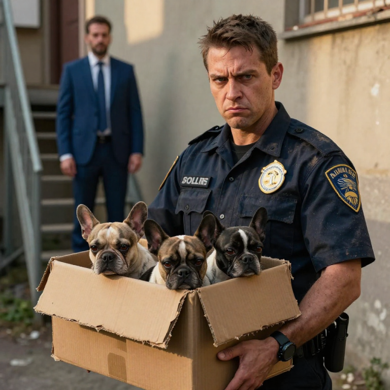 I PULLED A TAPED BOX FROM THE TRASH WHILE THE LANDLORD WATCHED FROM HIS BALCONY, SMIRKING AS IF HE HADN’T JUST DISCARDED THREE LIVING SOULS LIKE ROTTED FRUIT, BUT WHEN I RIPPED THE CARDBOARD OPEN AND SAW THE STARVING BULLDOGS GASPING FOR AIR, I DIDN’T YELL—I LOOKED HIM DEAD IN THE EYE AND MADE A CALL THAT WOULD END HIS CAREER.