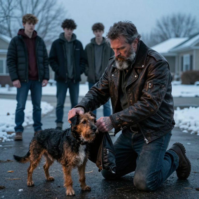THEY LAUGHED WHILE POURING FREEZING WATER ON A CHAINED DOG, BUT THEIR CRUELTY TURNED TO TERROR WHEN FIFTY BIKERS ROARED INTO THE DRIVEWAY TO TEACH THEM A PERMANENT LESSON.