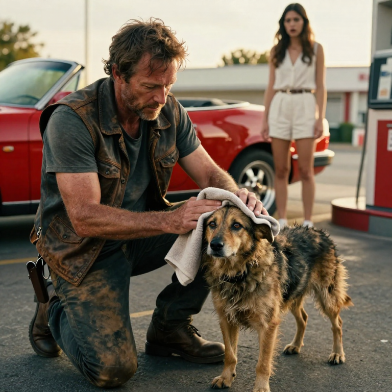 SHE POURED ICE-COLD SODA ON A STARVING DOG JUST TO HEAR HER FRIENDS LAUGH, BUT SHE STOPPED LAUGHING WHEN I KICKED MY STAND DOWN AND WALKED INTO HER PERSONAL SPACE.