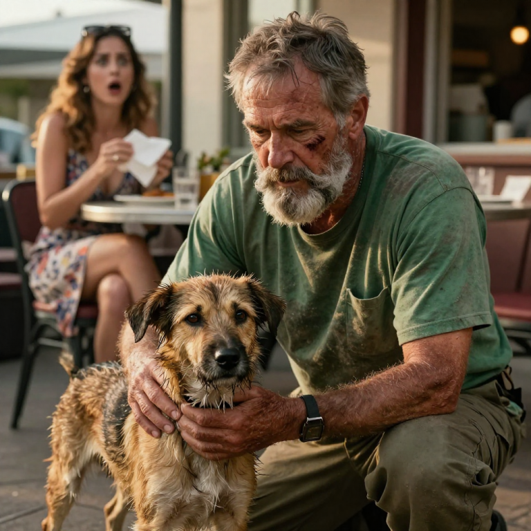 SHE POURED HER ICE-COLD DRINK ON A DYING STRAY FOR A LAUGH, BUT SHE DIDN’T SEE THE SCARRED VETERAN WATCHING FROM THE SHADOWS UNTIL I GRIPPED HER WRIST AND WHISPERED A TRUTH THAT FROZE HER SOUL.