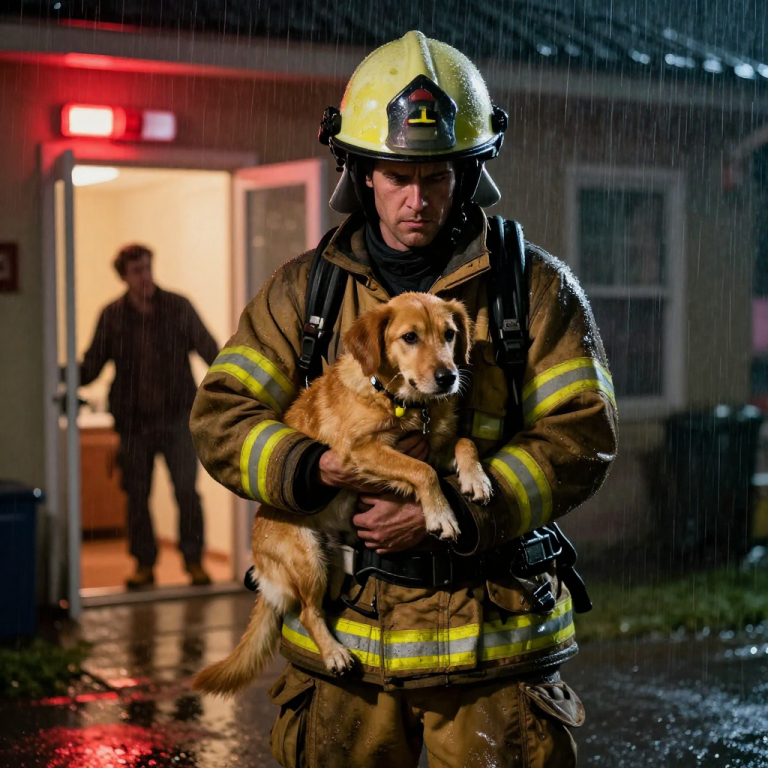 HE THREW HIS ARTHRITIC DOG INTO THE FREEZING RAIN AND BOLTED THE DOOR LAUGHING, BUT HE DIDN’T KNOW I HAD ALREADY CALLED THE STATION, AND THE MAN WHO SHOWED UP WASN’T THERE TO ASK PERMISSION.