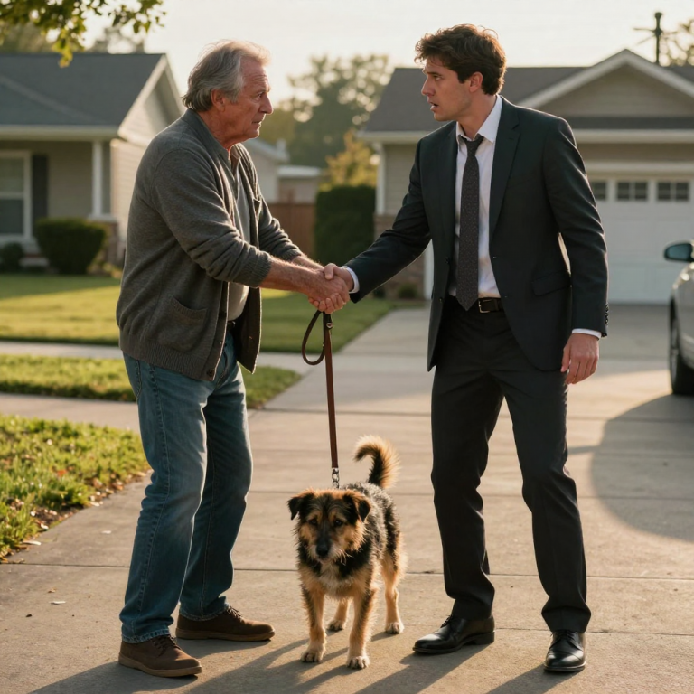 HE LAUGHED WHILE WHIPPING A HELPLESS DOG IN HIS DRIVEWAY, THINKING NO ONE WOULD DARE CHALLENGE HIM IN OUR QUIET SUBURB, BUT HE DIDN’T KNOW THE OLD MAN WATCHING FROM THE PORCH HAD SPENT TWENTY YEARS HUNTING MEN WHO HURT THE INNOCENT, AND I WAS DONE BEING RETIRED.