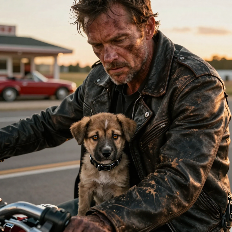 HE LAUGHED WHILE THROWING THE SHIVERING PUPPY INTO THE THORNS JUST TO IMPRESS HIS FRIENDS, BUT HE DIDN’T EXPECT A BIKER TO STEP IN AND SCOOP THE BLEEDING CREATURE UP, REVEALING A SECRET WORTH MORE THAN HIS ENTIRE LIFE.