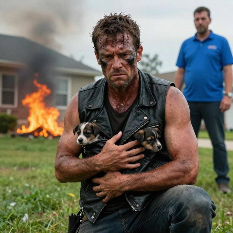 I PULLED UP TO THE INFERNO EXPECTING A TRAGEDY, BUT WHAT I FOUND WAS A MAN STANDING CALMLY IN THE DRIVEWAY CHECKING HIS WATCH WHILE FIVE LIVES SCREAMED FROM THE BASEMENT. When I grabbed his collar and asked if anyone was inside, he just shrugged and said, ‘Just the litter, don’t risk it,’ and in that moment, I realized the real monster wasn’t the fire—it was him.