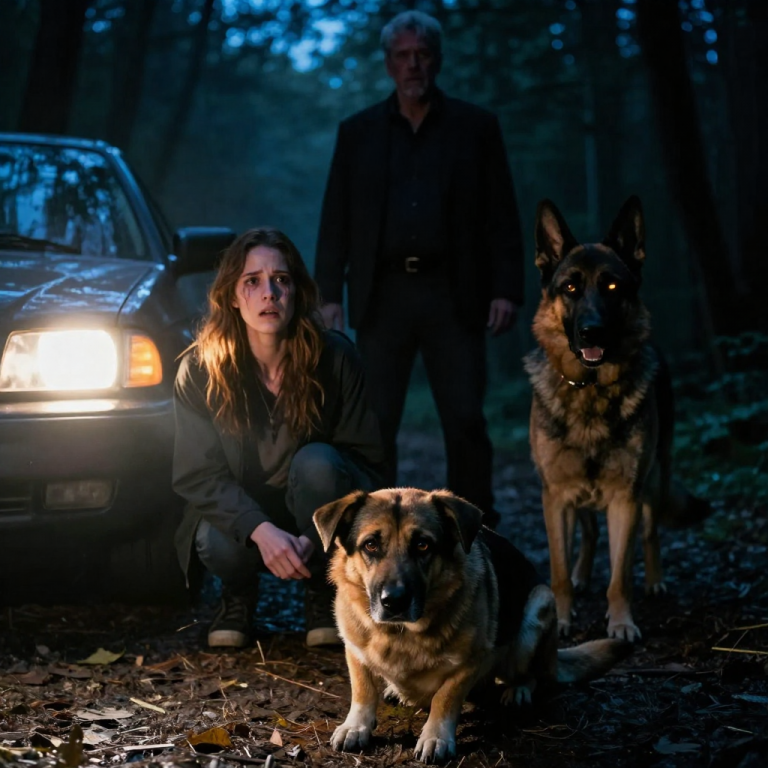 I SAT FROZEN IN THE PASSENGER SEAT AS THE MAN I THOUGHT I LOVED DRAGGED MY SHIVERING DOG INTO THE TREELINE, HIS FACE TWISTED WITH A CRUELTY I HAD NEVER SEEN BEFORE. He told me to stay in the car, that he was just ‘handling a problem,’ but as the leash went tight and Toby yelped, I knew he wasn’t coming back with him—until a shadow stepped out from the darkness, a retired officer who decided that tonight, the only thing being left behind was my boyfriend’s arrogance.