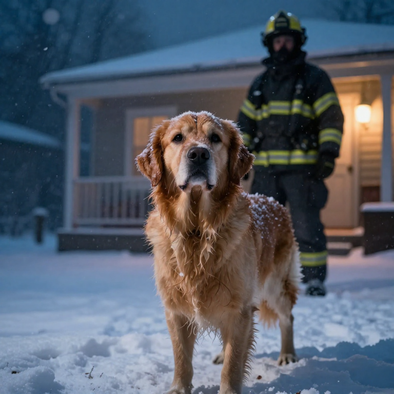 I STOOD PARALYZED AT MY WINDOW AS MY NEIGHBOR POURED FREEZING WATER OVER HIS SCREAMING DOG IN A BLIZZARD, LAUGHING AS THE ICE FORMED ON ITS FUR, BUT THEN THE FENCE SHATTERED UNDER THE WEIGHT OF A FIREFIGHTER WHO DECIDED TO SHOW HIM EXACTLY WHAT IT FELT LIKE TO BE HELPELESS.